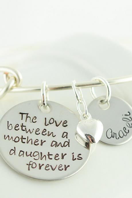 Personalized Bangle Bracelet, The Love Between And Mother And Daughter, Alex And Ani Inspired