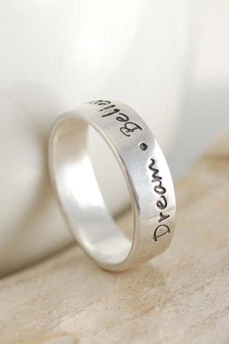 Personalized Ring - mom ring - sterling silver ring - hand stamped ring - inspiration ring