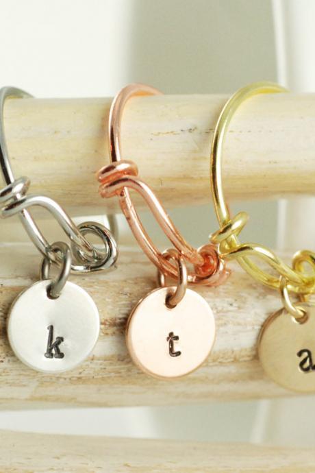 personalized charm initial ring, dangle stacking ring, adjustable ring, alex and ani ring inspired