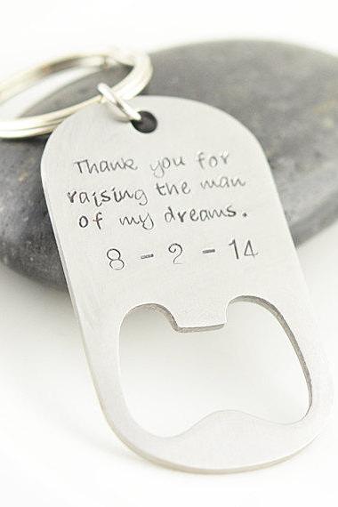 Personalized Key Chain, Hand Stamped Key Chain, Gift For Him, Fathers Day Gift, Hand Stamped Keychain Bottle Opener