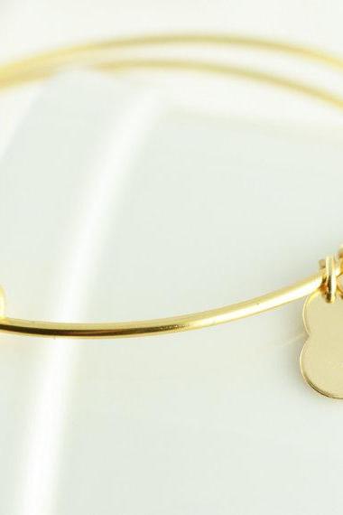 Personalized Hand Stamped Bangle Bracelet, Gold Charm Bracelet, Alex And Ani Inspired
