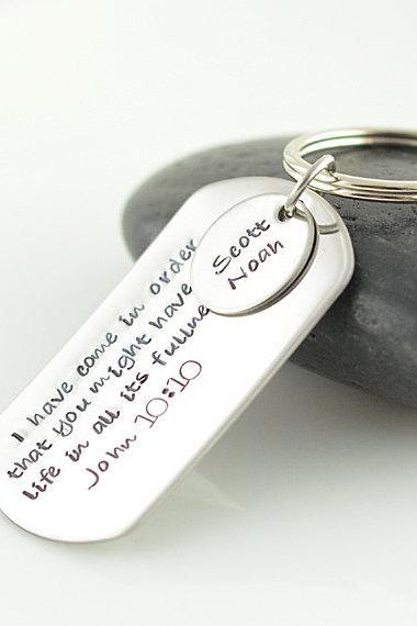 Personalized Keychain, Hand Stamped Key Chain