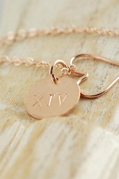 Personalized Rose Gold Initial Necklace, Hand Stamped Name Necklace, Womens Necklace