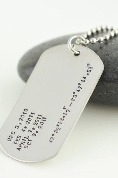 Hand Stamped Necklace, handstamped personalized necklace,Mens Personalized Jewelry, dog tag, monogram necklace,
