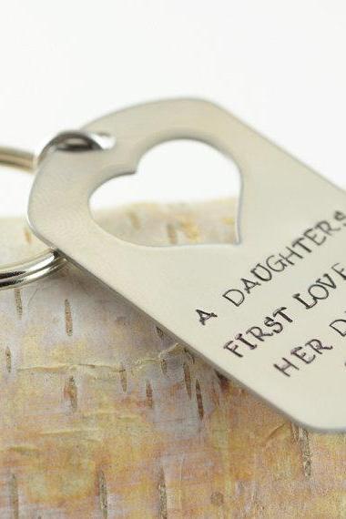 Personalized KeyChain, Hand stamped key chain, heart key chain, fathers day gift,valentines day gift