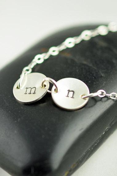 Hand Stamped Intial Neckalce, Initial Jewelry,Personalized Initial Necklace, sterling silver dainty initial necklace