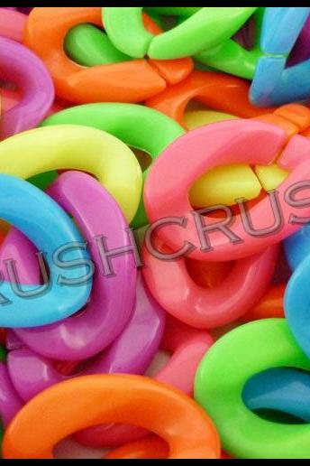  40pcs 29mm x 21mm (Big Size) Acrylic Chunky Link Chains Mixed Colors Kitsch Party Funky X97
