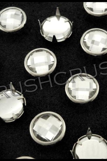  50pcs 7mm Round Acrylic Synthetic Crystal Prong Studs Nailheads Rhinestone S268