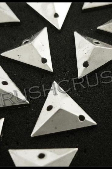  150pcs 12mm Silver Acrylic Faceted Triangle Beads Sewing on Studs Nailheads F621