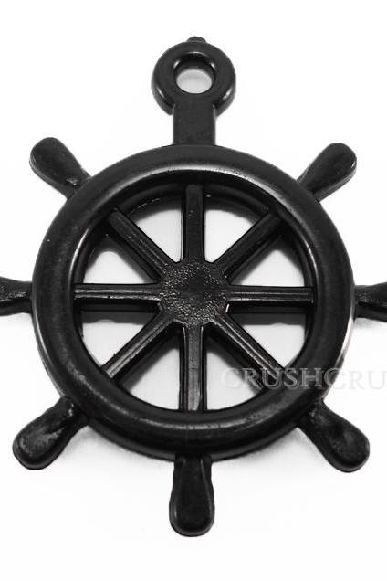  15pcs 25mm Black Anchors Helms Nautical Acrylic CHARMS X11