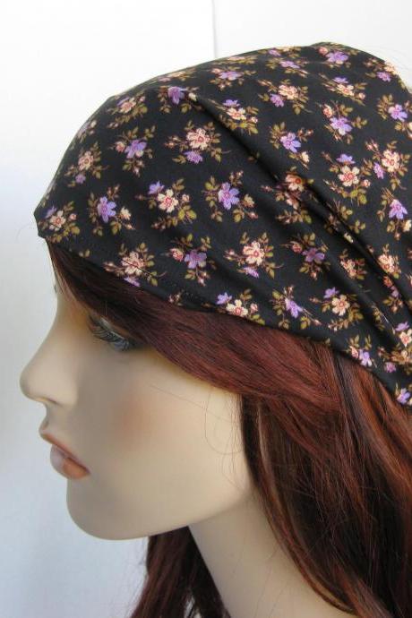 Black Floral Headband Women&amp;amp;amp;#039;s Boho Gypsy Wrap Hair Bandana Cotton Fabric Traditional Head Covering