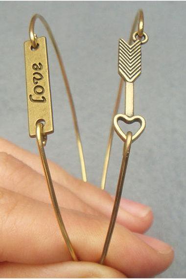 Love and Arrow Bangle 2 Bracelet Set