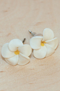 White Frangipani /Kemboja Flower Ear Studs