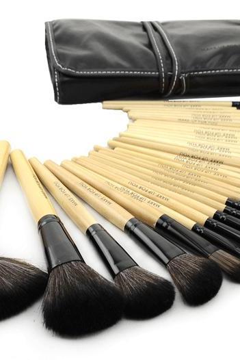 Good Quality 32 pcs Makeup Brush Kit Makeup Brushes with Leather Case - Wood