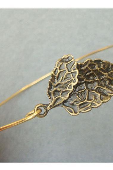 Leaf Brass Bangle Bracelet
