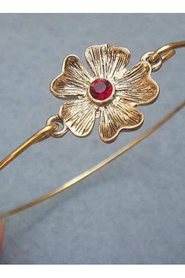 Flower Brass Bangle Bracelet Style 8