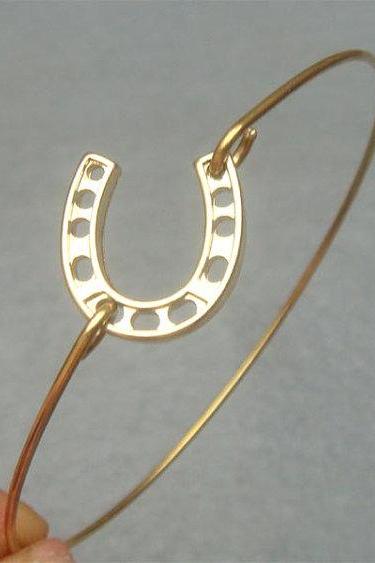Horseshoe Brass Bangle Bracelet