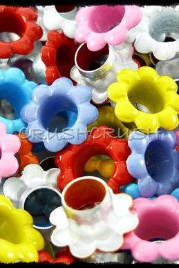  100pcs Mixed Colors Flowers EYELET Scrapbooking CARD Hole LeatherCraft E099