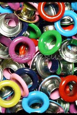  100pcs Mixed Colors 3/16' Round EYELET Scrapbooking CARD Hole Craft Kit E097