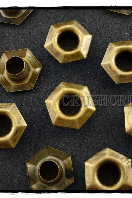  100pcs 6mm Hole Brass Hexagon Eyelets Scrapbooking SPOTS E096