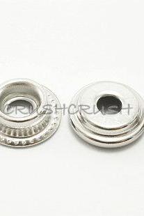  10sets 1/2' Cap - Ring Spring Snap Buttons Fastener SILVER -- V4713