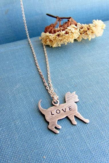 Sterling Silver Cat Necklace, Animal Pet Jewelry, Love Necklace, Custom Jewelry, Personalized Jewelry
