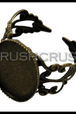  10pcs Antique Brass Filigree Adjustable Oval Pad 19mm Ring Blank Jewelry C68