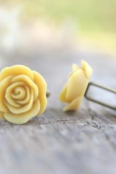 Mustard Yellow Rose Flower Cufflinks // Groom Gift // Best Man Gift // Groomsmen Gift // Country Rustic Wedding