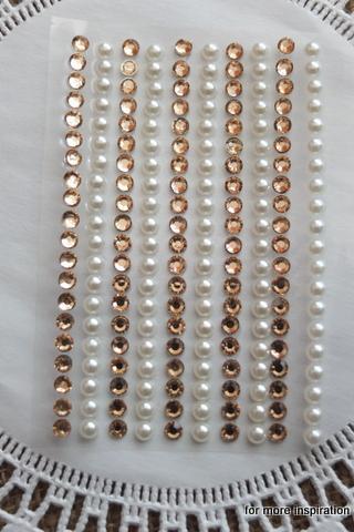 200 - 4mm self adhesive Shabby Chic Bling and Pearls - Peaches and Cream