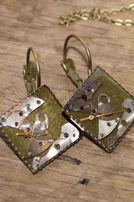 Hanging Earrings From Vintage Watch Parts