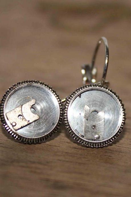 Pretty Earrings From Vintage Watch Parts