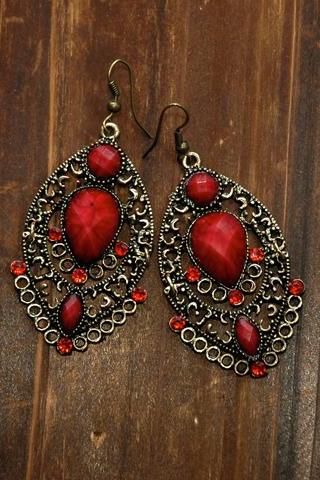 Cassandra Vintage Earrings - Ruby Stones