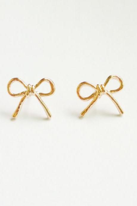 The Bow Rose Gold Stud Earrings - Gift under 15