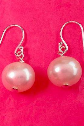 Pearl earrings: 9.5 to 10mm freshwater pearl earrings sterling silver or gold fill
