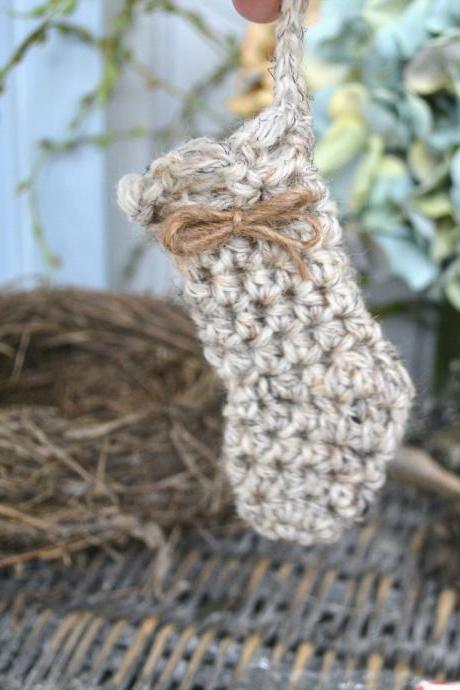 Mini Stocking Ornament-Wool-Birch Tweed