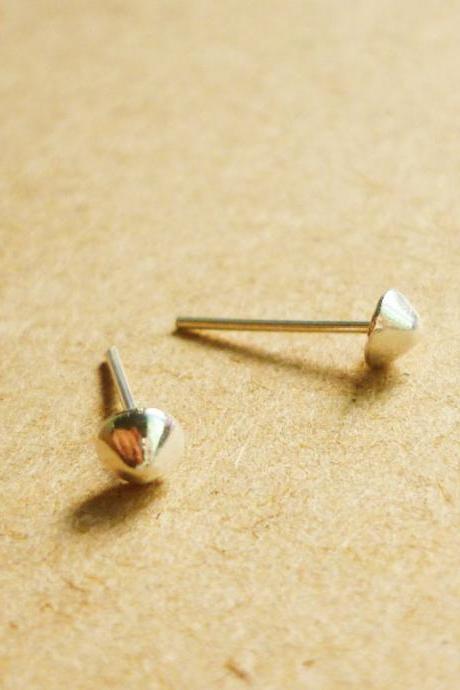SALE - Tiny Silver Cone Ear Stud Earrings - 925 Sterling Silver Stud Earrings - gift under 10
