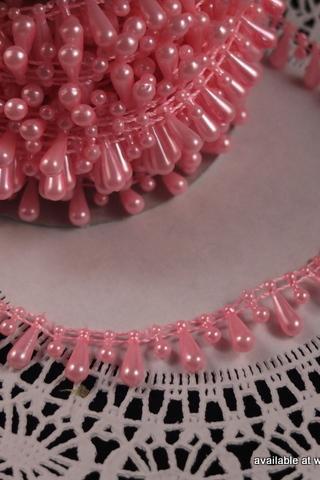 3 yards - Teardrop Pearls - Cotton Candy Pink