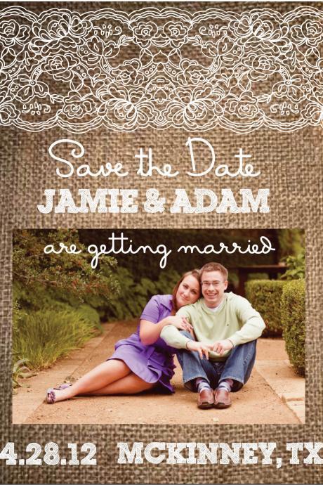 Burlap And Lace Rustic Save The Date
