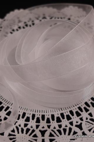5 yards - 5/8 inch Organza Ribbon - Marshmallow (White)