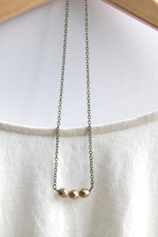 Matte Metallic Gold Czech Bead Necklace // Bridesmaid Gifts // Gold Bridesmaid Necklaces // Maid of Honor Gifts