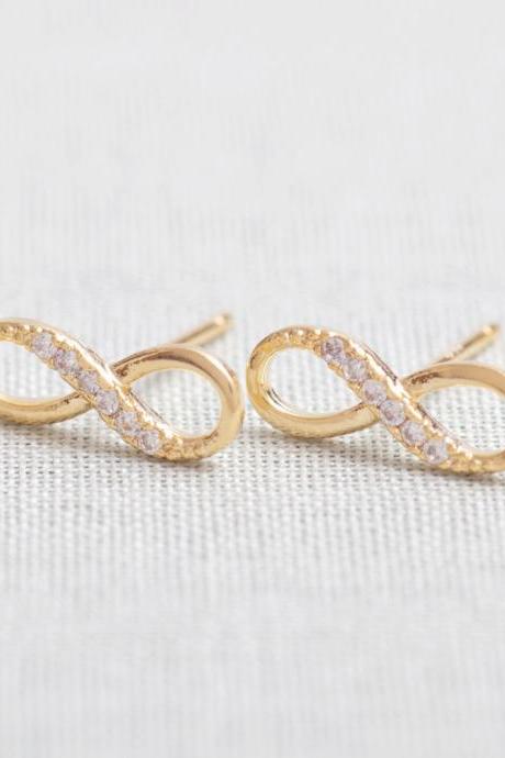 SALE-Tiny Infinity Stud Earrings in gold