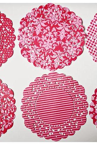 Parisian Lace Doily Red for Scrap booking or card making / pack 
