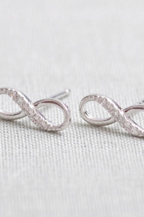 SALE-Tiny Infinity Stud Earrings in silver
