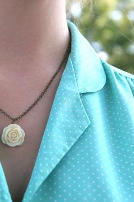 Cream Ivory Rose Flower Necklace // Bridesmaid Gifts // Bridesmaid Necklaces // Rustic Wedding