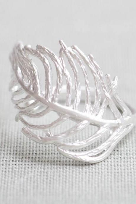 Feather Ring In Silver
