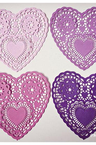Heartshape Lace Colored Doilies 4&amp;quot;