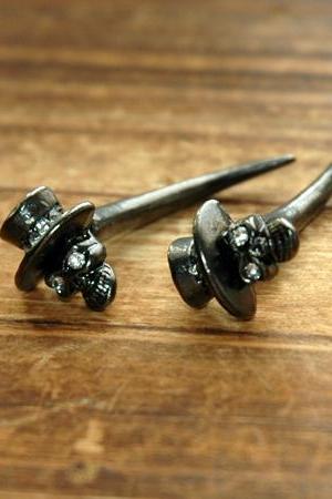Shimmering Skeleton Rhinestone Ear Studs