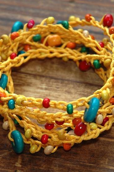 Elegant Oriental Wood Beads versatile bracelet