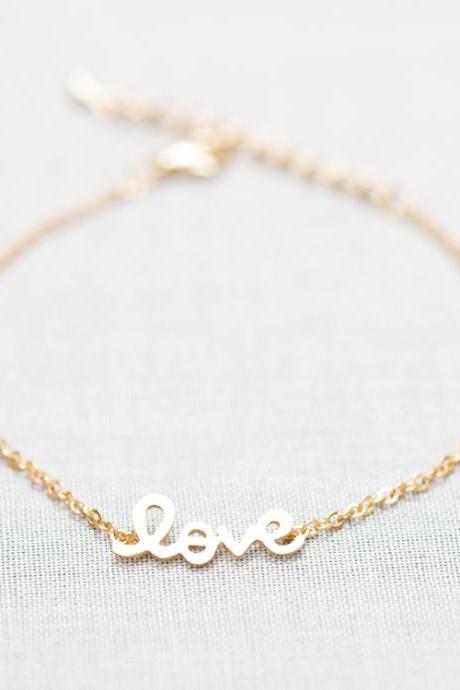 LOVE Word Bracelet in gold