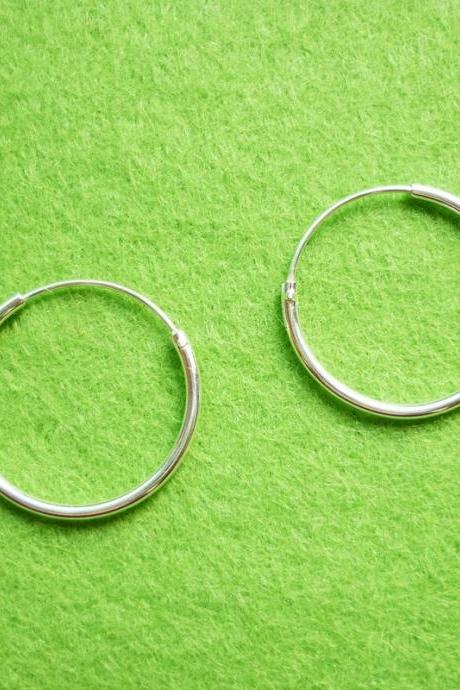 20 Mm Hoop Earrings - Large Hoop 925 Sterling Silver Hoop Earrings - Gift Under 10 - Nose Hoop Earrings - Silver Round Hoop Earrings